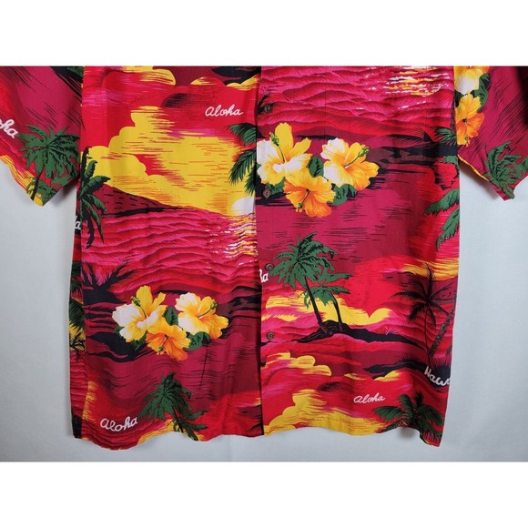 Hawaiian X-LARGE Shirt Aloha Hibiscus Sunset Colorful Bright Ni'i Fashions - Picture 5 of 8